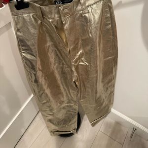 Zara gold metallic pants